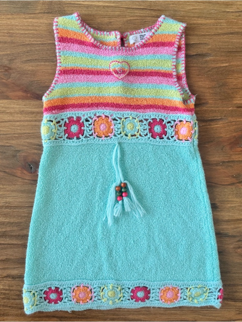 Deux par Deux Multicolor Crochet Knit Dress Size 3 - Picture 2 of 10